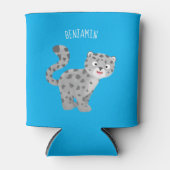 かわいいユキヒョウ漫画イラストレーション 缶クーラー (正面)