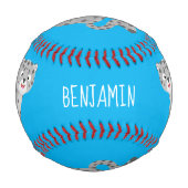 かわいいユキヒョウ漫画イラストレーション 野球ボール (正面)