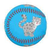 かわいいユキヒョウ漫画イラストレーション 野球ボール (正面左)