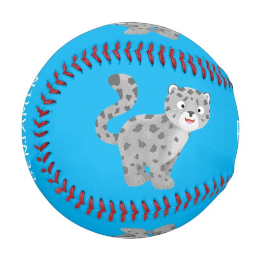 かわいいユキヒョウ漫画イラストレーション 野球ボール (正面左)