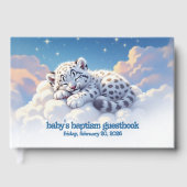 かわいいユキヒョウ眠って雲上にベビーバプテスマ ゲストブック (正面)