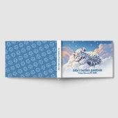 かわいいユキヒョウ眠って雲上にベビーバプテスマ ゲストブック (全面)