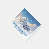 かわいいユキヒョウ雲の上で眠る赤ちゃんシャワー スタンダードカクテルナプキン (角)