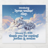 かわいいユキヒョウ雲の上で眠る赤ちゃんシャワー スパークリングワインラベル (シングルラベル)