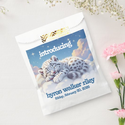 かわいいユキヒョウ雲の上で眠る赤ちゃんシャワー フェイバーバッグ (封をした状態)