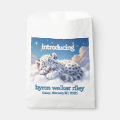 かわいいユキヒョウ雲の上で眠る赤ちゃんシャワー フェイバーバッグ (正面)