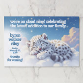 かわいいユキヒョウ雲の上で眠る赤ちゃんシャワー ペーパーパッド (正面)