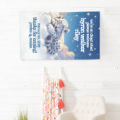 かわいいユキヒョウ雲の上で眠る赤ちゃんシャワー 横断幕 (インサイチュ)