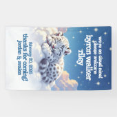 かわいいユキヒョウ雲の上で眠る赤ちゃんシャワー 横断幕 (横)