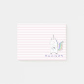 かわいいユニコパーソナライズされたーン – ピストライプのンクキッズ ポストイット (正面)