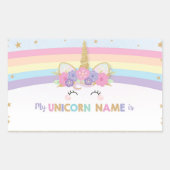 かわいいユニコーンあなたのユニコーンの名前のゲームとは 長方形シール (正面)