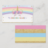 かわいいユニコーンあなたのユニコーンの名前のゲームカードとは エンクロージャーカード (正面/裏面)