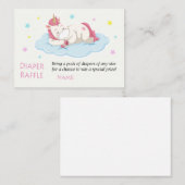 かわいいユニコーンおむつラッフルチケット プレイスカード (正面/裏面)