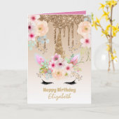 かわいいユニコーンかわいらしファンタジーガーリードリップ金ゴールド カード (黄色い花)