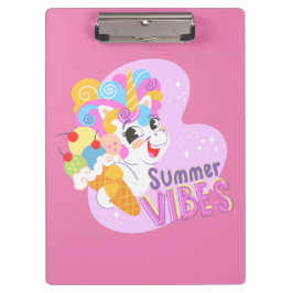 かわいいユニコーンとアイスクリーム クリップボード