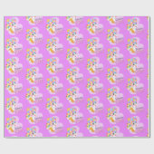 かわいいユニコーンとアイスクリーム ラッピングペーパー (フラット)