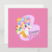 かわいいユニコーンとアイスクリーム 招待状 (正面/裏面)