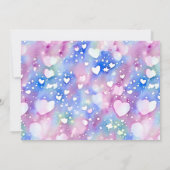 かわいいユニコーンとレインボーチャイルドの写真誕生日 招待状 (裏面)