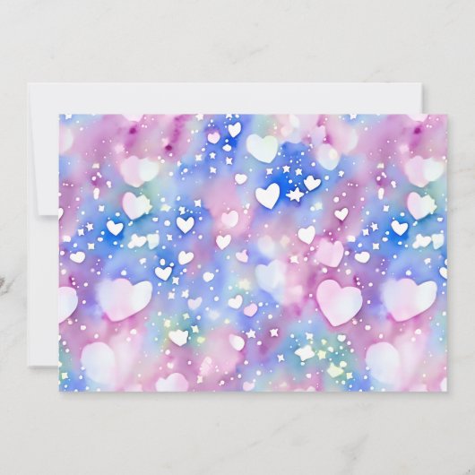 かわいいユニコーンとレインボーチャイルドの写真誕生日 招待状 (裏面)