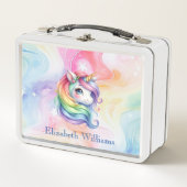 かわいいユニコーンとレインボーデザインfor Girls メタルランチボックス (正面)