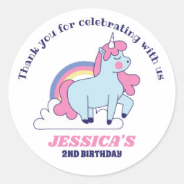 かわいいユニコーンとレインボー子供の誕生日パーティーの好意 ラウンドシール
