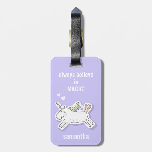 かわいいユニコーンと名物キッズ ラゲッジタグ (裏面縦)