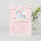 かわいいユニコーンと星のベビーシャワー招待状 招待状 (スタンド正面)
