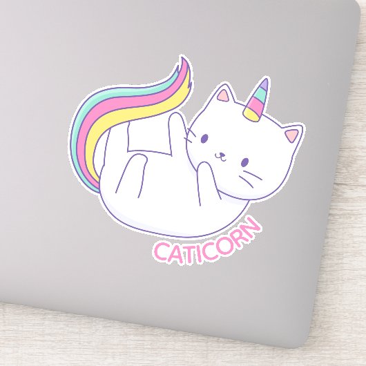 かわいいユニコーンと猫のステッカー シール (詳細)