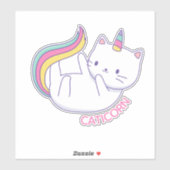 かわいいユニコーンと猫のステッカー シール (シート)