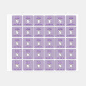 かわいいユニコーンと紫のキッズラベル ラベル (シート)