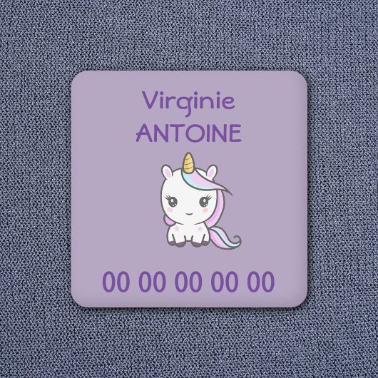 かわいいユニコーンと紫のキッズラベル ラベル