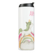 かわいいユニコーンと虹と名前をカスタムする タンブラー (回転左)