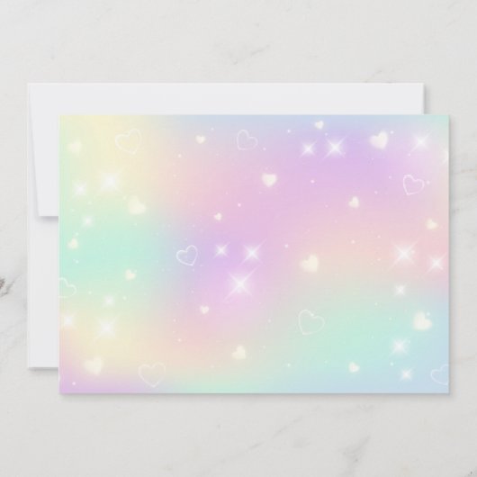 かわいいユニコーンと金ゴールドスターズ写真誕生日 招待状 (裏面)