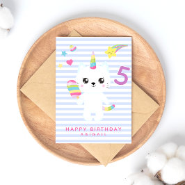 かわいいユニコーンねこ - オーダーメイド年齢の子供の誕生日 ポストカード