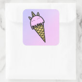 かわいいユニコーンのアイスクリームコーンのステッカー スクエアシール (バッグ)