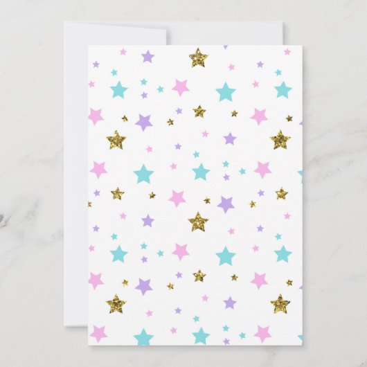 かわいいユニコーンのアイスクリームパーティー誕生日の招待状 招待状 (裏面)