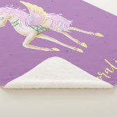 かわいいユニコーンのイラストレーションとシェルパ毛布。 シェルパブランケット (3/4)