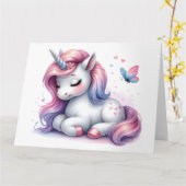かわいいユニコーンのカード カード (黄色い花)