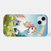 かわいいユニコーンのキャラクター iPhone 15ケース (裏面横)