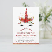 かわいいユニコーンのクリスマスお菓子交換パーティー 招待状 (スタンド正面)