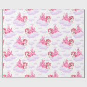 かわいいユニコーンのクリスマス ラッピングペーパー (フラット)