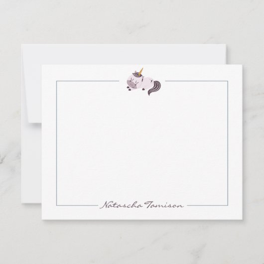 かわいいユニコーンのグリーティングカード ノートカード (正面)
