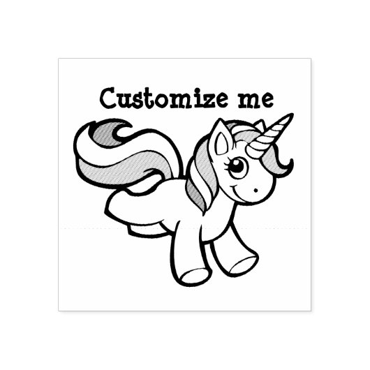 かわいいユニコーンのスタンプ ラバースタンプ (インプリント)