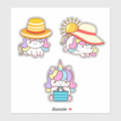 かわいいユニコーンのステッカー3枚セット シール (シート)