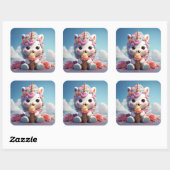 かわいいユニコーンのステッカー スクエアシール (シート)