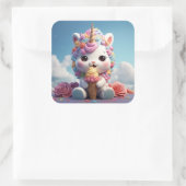 かわいいユニコーンのステッカー スクエアシール (バッグ)