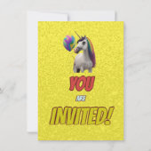 かわいいユニコーンのテーマの誕生日パーティーの招待状 招待状 (裏面)