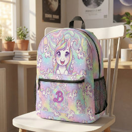 かわいいユニコーンのパステルレインボーが魔法の世界を演出 プリントバックパック