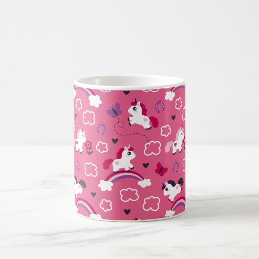 かわいいユニコーンのパターン コーヒーマグカップ (中央)