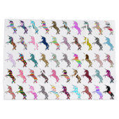 かわいいユニコーンのピンクのティール（緑がかった色）のAstecの花柄のカッコいいパターン ラージペーパーバッグ (裏面)